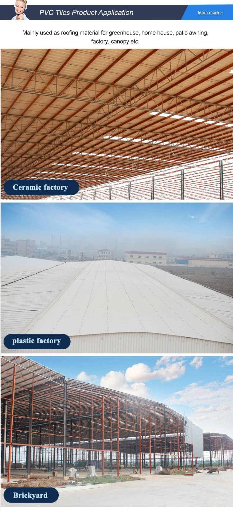 PVC Roof Tile Anti Corrosive Trapezoidal Wave UPVC Roofing Sheet for Warehouse