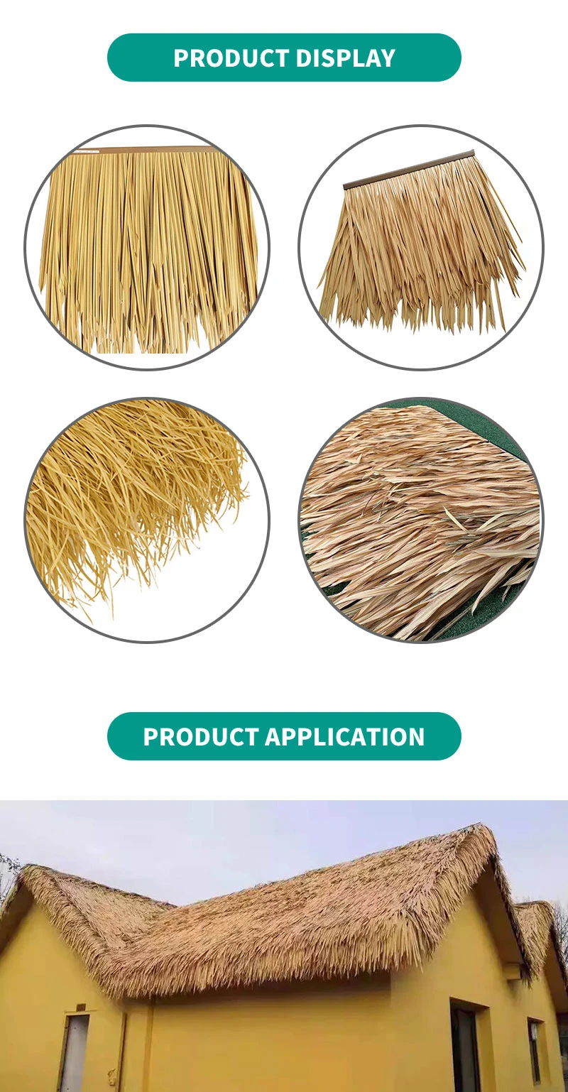 Good Quality Plastic Palm Leaves Synthetic Artificial Thatch Roof Eco-Friendly PVC PE Plastic Roof Artificial Synthetic African Tropical Palm Thatch Roofing